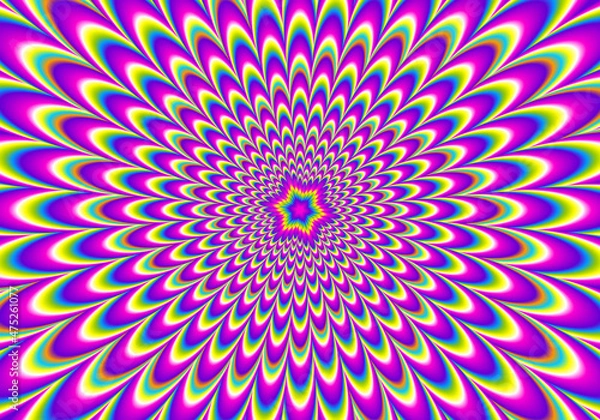 Fototapeta Colorful rainbow flower blossom. Motion illusion.