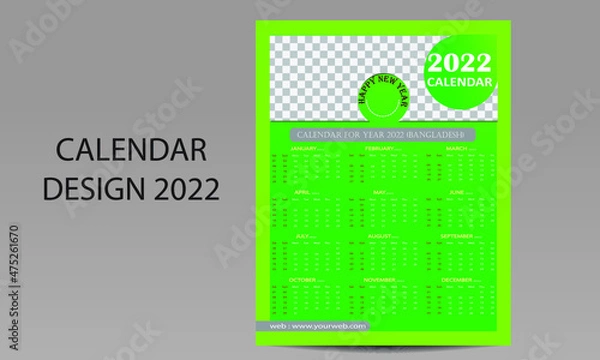 Fototapeta Calendar Design Template 2022