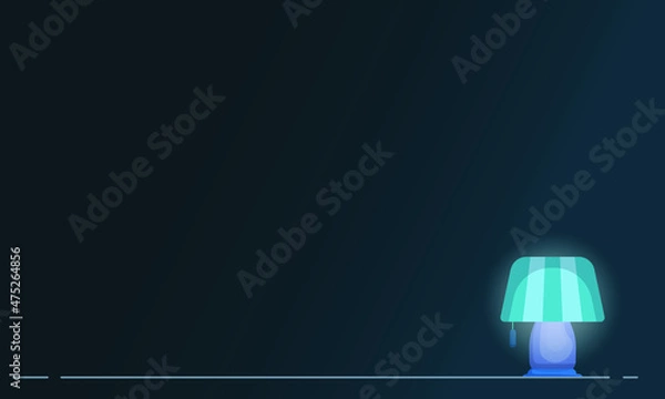 Fototapeta Wallpaper with place for text. A night light lamp shines in the corner. Clipart for your design. Postcard on any topic. Vector illustration. EPS10