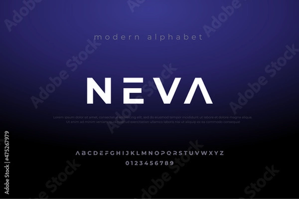Fototapeta Modern alphabet cutting edge. Typography, Technology, Lettering, Elegant, Sans serif fonts, Uppercase, Font design. Vector illustration