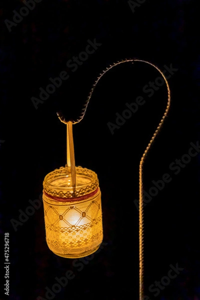 Obraz in the darkness, a Christmas lamp lights light