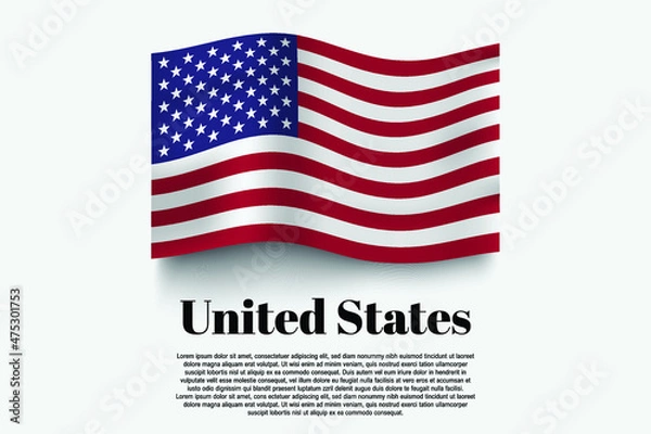 Fototapeta United States flag waving form on gray background. Vector illustration.