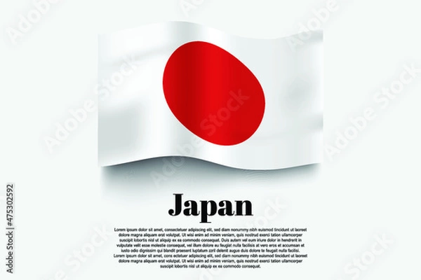 Fototapeta Japan flag waving form on gray background. Vector illustration.