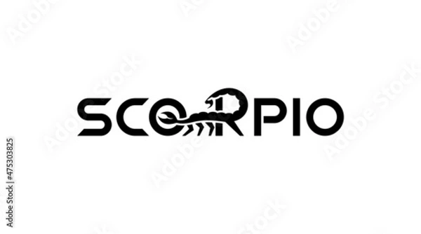 Fototapeta Scorpio typography logo design.