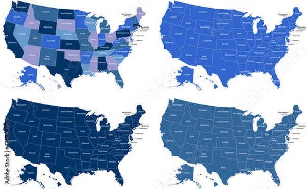 Fototapeta Blue USA maps. Map vector