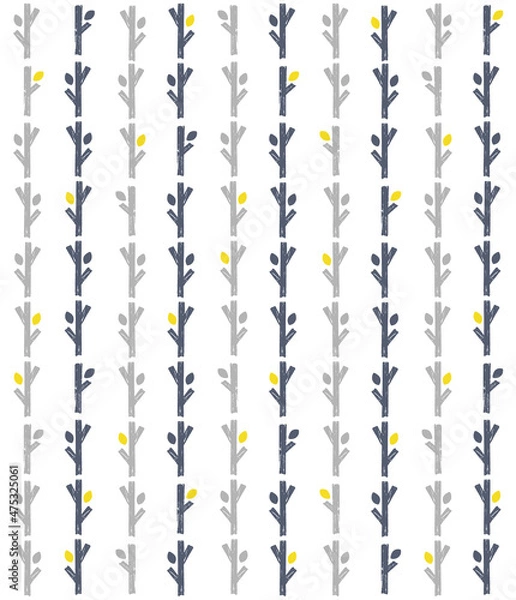 Fototapeta 北欧風の小枝のシームレスパターン