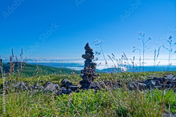 Obraz Cairn on the top of volcano in Auvergne (France)