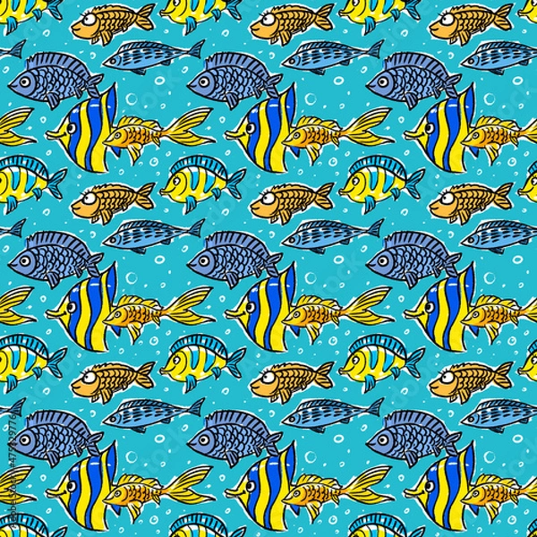 Obraz seamless pattern, marine underwater world