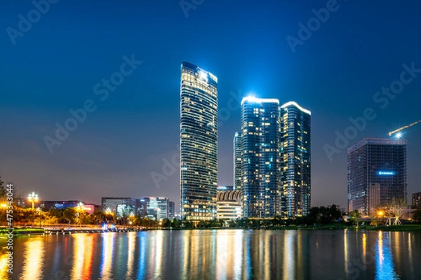 Fototapeta Chengdu CBD architectural landscape night view