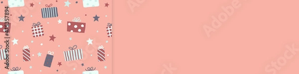 Fototapeta Empty card with Christmas present boxes concept. Vector