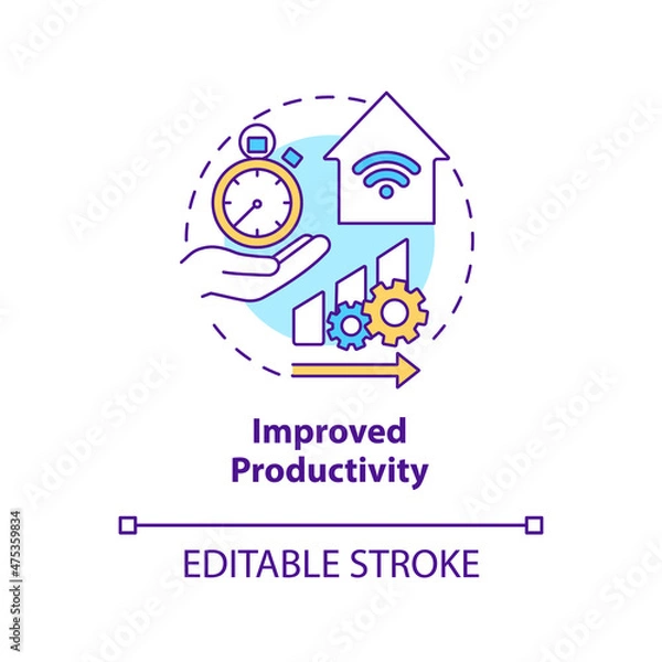 Obraz Improved productivity concept icon. Home automation advantages abstract idea thin line illustration. Isolated outline drawing. Editable stroke. Roboto-Medium, Myriad Pro-Bold fonts used