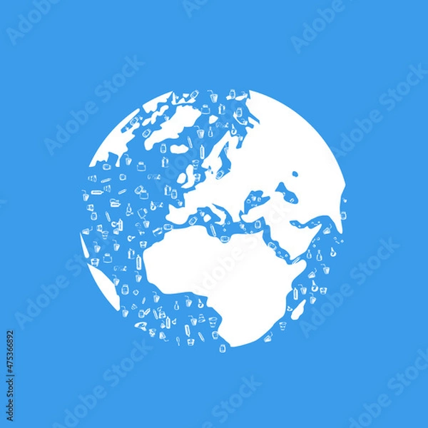 Fototapeta the world's oceans polluted with plastic debris. The planet is surrounded by plastic waste. ecology, microplastics in water