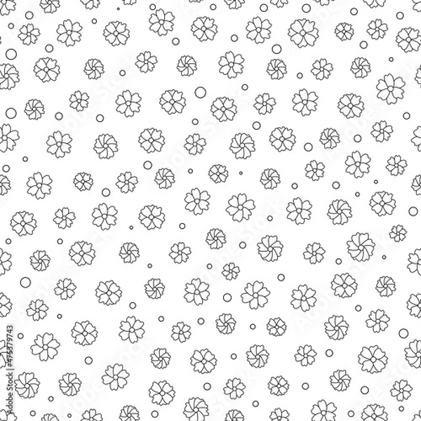 Fototapeta Cute hand drawn small flowers seamless pattern. Little flowers background. chamomile. Doodle art for simple design