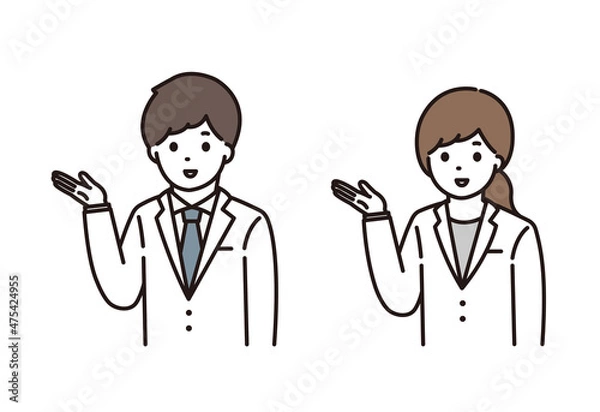 Fototapeta 薬剤師 医師 男性 女性 白衣 説明