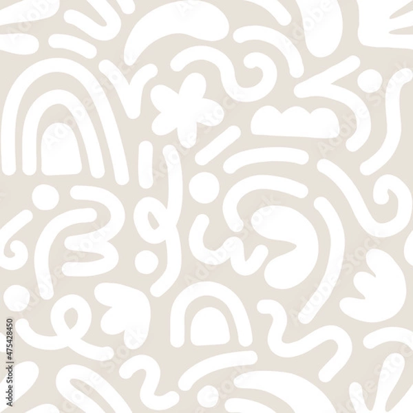 Obraz Contemporary art collage with abstract shapes. Vector seamless pattern with Scandinavian cut out elements.
