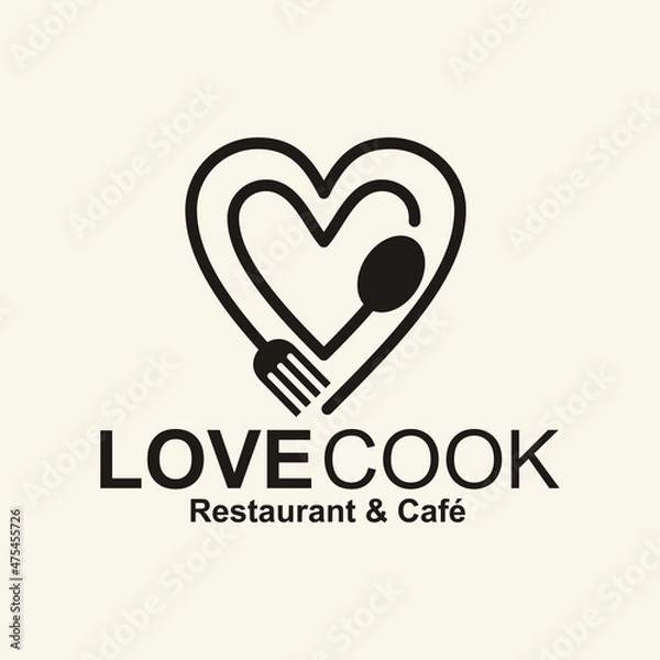 Obraz love cook logo vector illustration