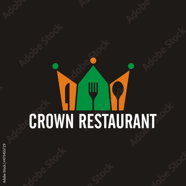 Obraz crown restaurant logo vector illustration