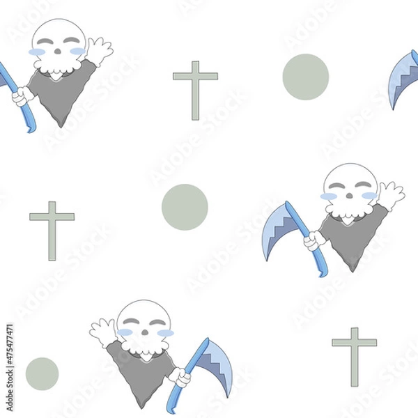 Obraz Ghosts seamless pattern with light background. Vestor illustration