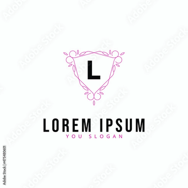 Obraz Creative vintage monogram logo with floral frame