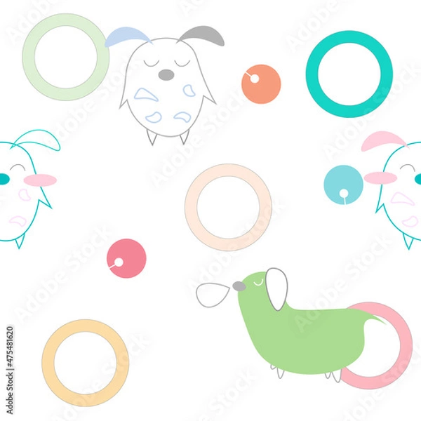 Obraz Dogs seamless pattern with background cartoon  style.Vector illustration