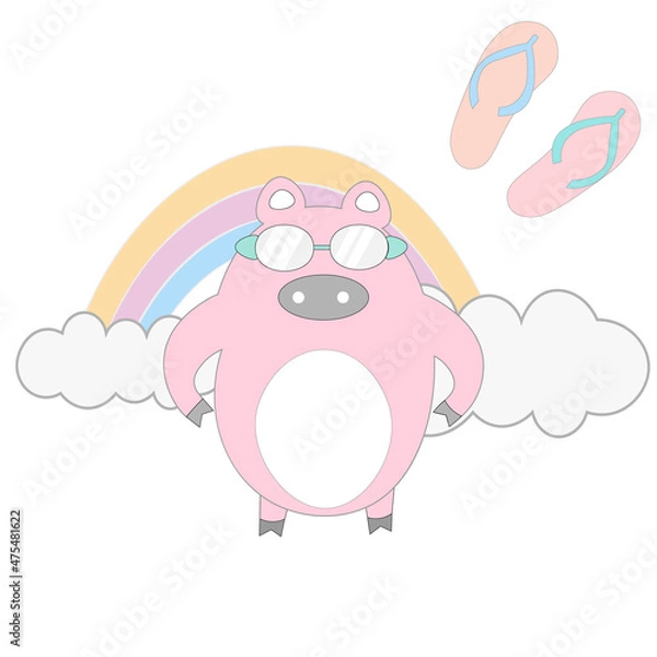 Obraz pig seamless pattern with background cartoon style.Vector illustration
