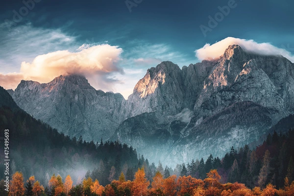 Fototapeta Triglav mountain peak at sunrise
