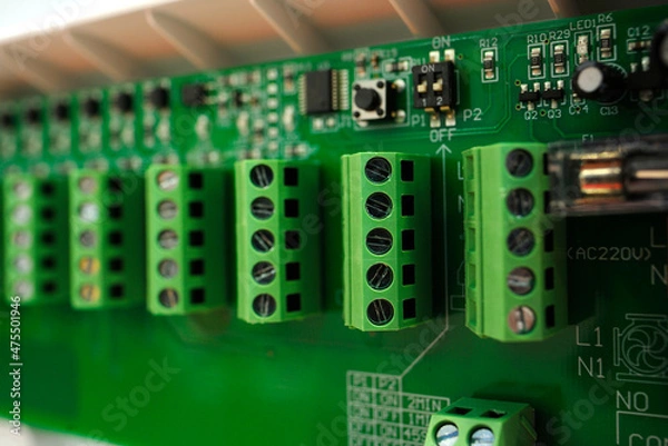 Fototapeta New modern controller for temperature control in heating systems, hot water and pumping groups control. Closeup