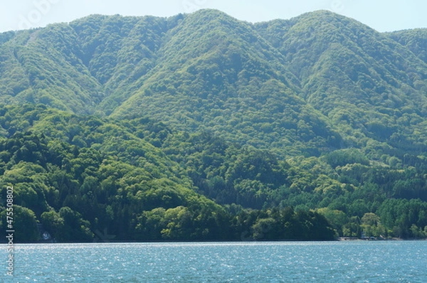 Obraz 信州、北アルプス、青木湖。こんな晴れた日に巡り合えた。