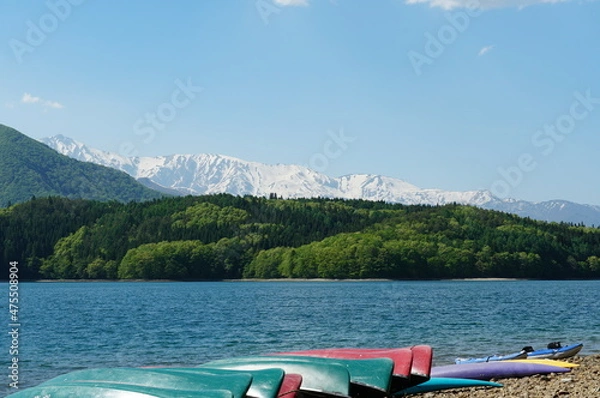 Obraz 信州、北アルプス、青木湖。こんな晴れた日に巡り合えた。