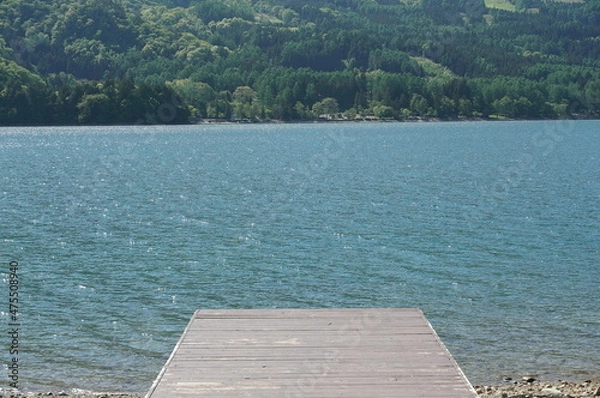 Obraz 信州、北アルプス、青木湖。こんな晴れた日に巡り合えた。