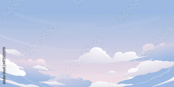 Fototapeta Vector pink sky clouds. Anime clean style. Vector evening sky clouds. Sunset.