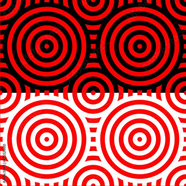 Obraz seamless red and white pattern with red circles