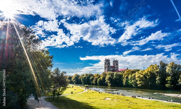 Obraz The Church of St. Maximilian along the Isar River in Munich, Bavaria