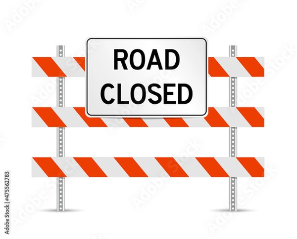 Obraz Road closed traffic control standing sign vector