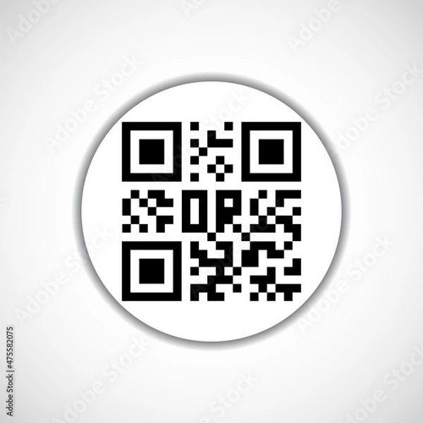 Fototapeta Qr code icon. Black scan code logo, barcode identification. Vector illustration