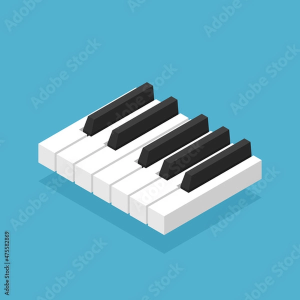 Obraz Isometric piano, one octave. Classical music theory, intervals, notes, composition, performance and creativity concept. Flat design. Vector illustration. EPS 8, no gradients, no transparency