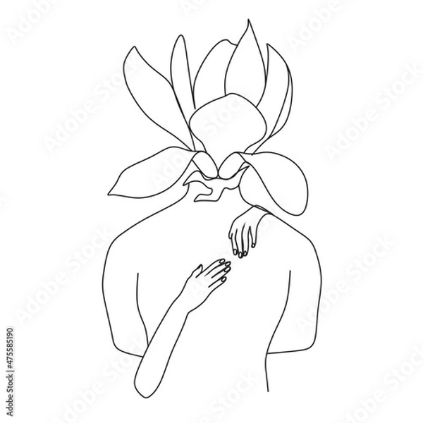 Fototapeta Line Art Men and woman.One Line Art Couple, Line Art Men and woman, Minimal Face Vector.  Couple print, Kiss print, Valentines Day Illustration. Love poster.We are one line.