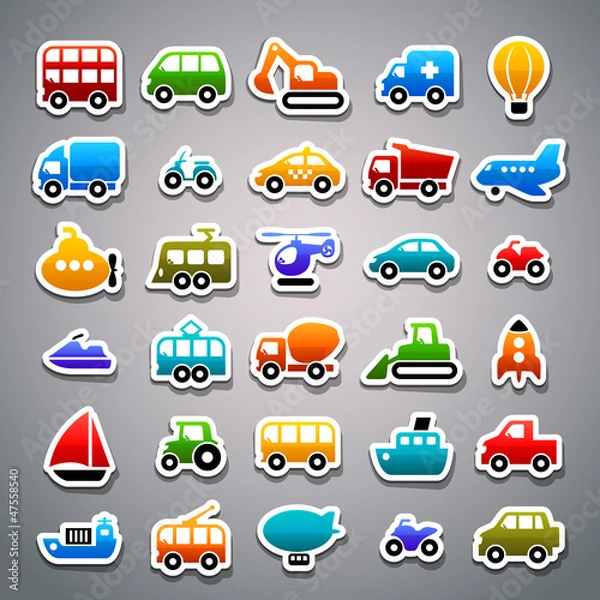 Fototapeta transportation sticker icons