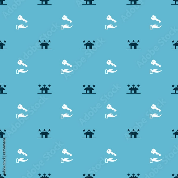 Fototapeta Set Real estate and House key on seamless pattern. Vector