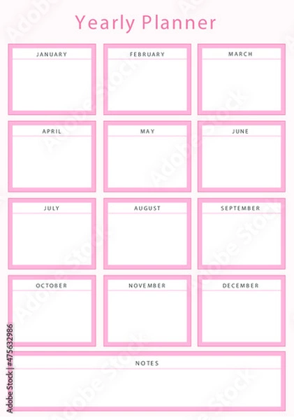 Obraz Pink Simple _ Minimalist Yearly Planner