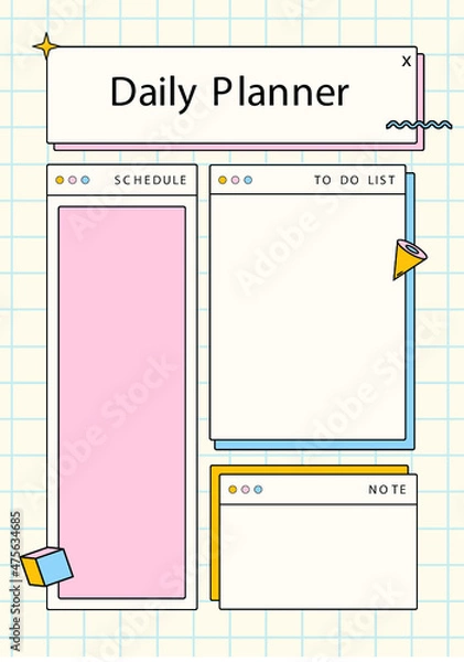 Fototapeta Blue Grid UI Geometric Daily Planner