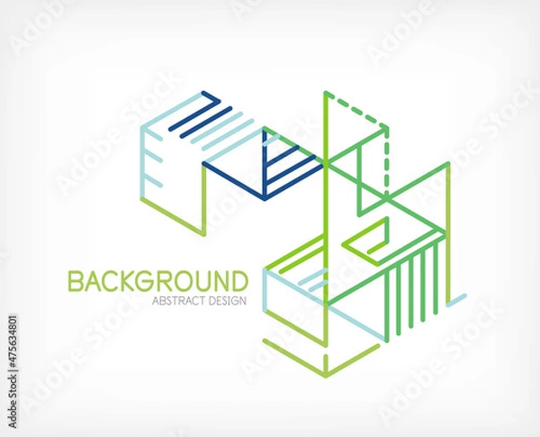 Fototapeta Abstract background. Color lines on white background. Linear abstract composition. Techno or business concept for wallpaper, banner, background, landing page