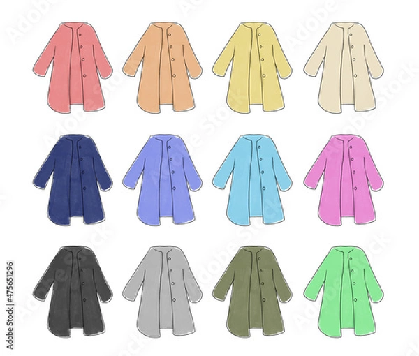 Fototapeta ロングコートのイラストセット