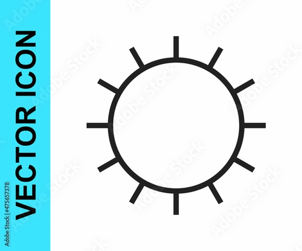 Fototapeta Black line Sun icon isolated on white background. Vector
