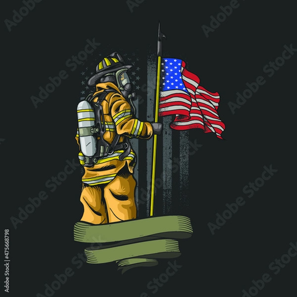 Obraz 
brave american firefighter illustration vector