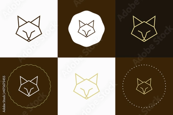 Fototapeta Minimal line versatile animal circle dot badge icon design