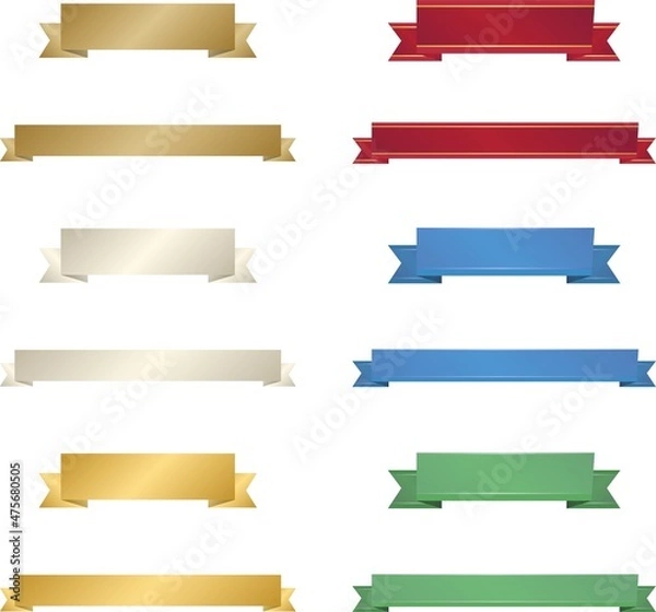 Obraz カラフルで綺麗なリボン・ラベルのセット