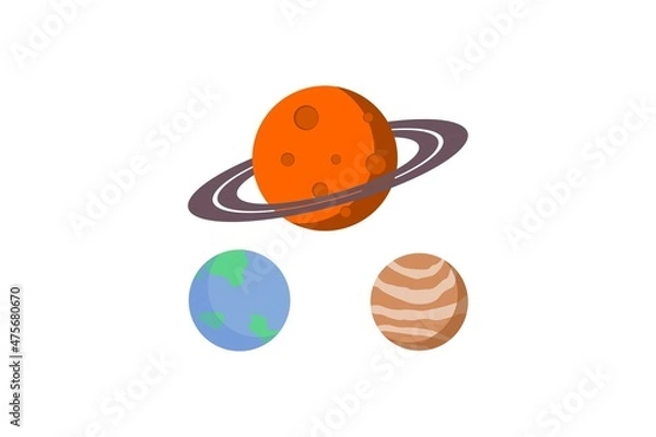 Obraz Planet Flat Illustration Vector Art on White Background