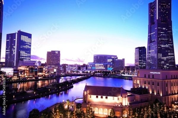 Obraz 横浜みなとみらいの美しい夜景