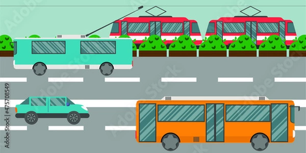 Obraz Flat illustration of urban transport design vector, Flat transport icons